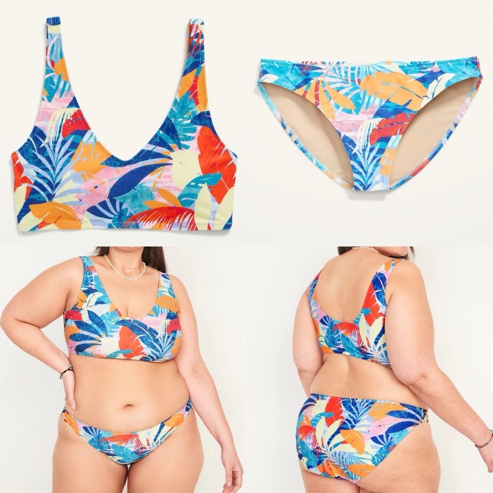 Old Navy Blue and Orange Bikini Set Swimwear 2x